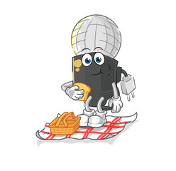 mic on a picnic cartoon. cartoon mascot vector