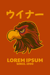 eagle head poster vector illustration cartoon style