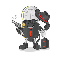 mic mafia with gun character. cartoon mascot vector