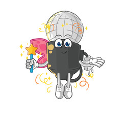 mic fairy with wings and stick. cartoon mascot vector