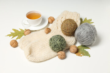 Concept of cozy and relax hobby, knitting