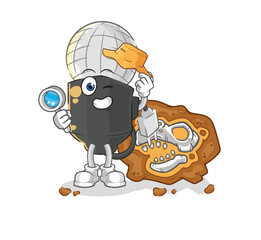 mic archaeologists with fossils mascot. cartoon vector