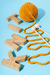 Fototapeta premium Concept of cozy and relax hobby, knitting