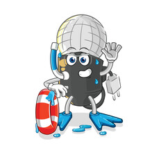 mic swimmer with buoy mascot. cartoon vector