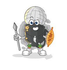 mic african tribal fighter mascot. cartoon vector