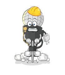 mic drill the ground cartoon character vector