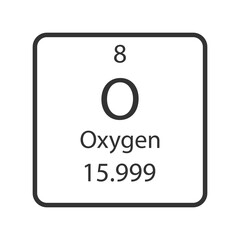 Oxygen symbol. Chemical element of the periodic table. Vector illustration.