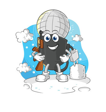 mic soldier in winter. character mascot vector