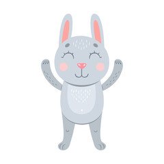 Baby animal flat icon. Cute cartoon rabbit vector illustration. Zoo and jungle