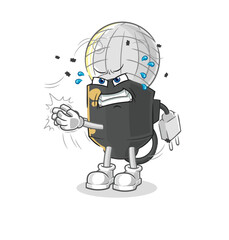 mic swat fly character. cartoon mascot vector