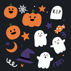 halloween seamless background with pumkin, ghost