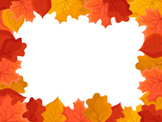 Autumn leaves frame background. Vector flat style.