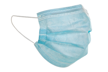 Disposable protective face mask. Corona virus prevention equipment isolated on transparent background