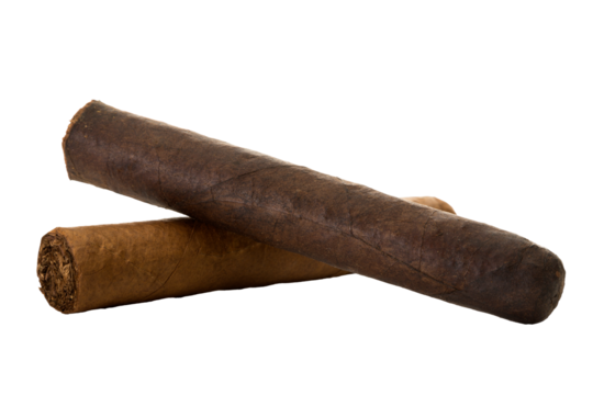 Handmade cigars isolated on transparent background