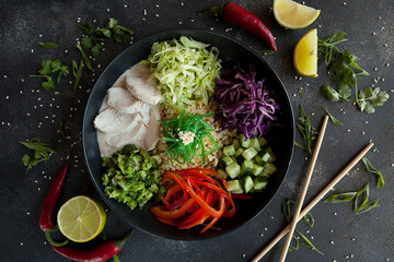 блюда азиатской кухни, мясо и овощи азия