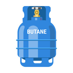 Butane gas storage cylinders flat icon. Oxygen, nitrogen, carbon dioxide, helium tanks and containers isolated vector illustration