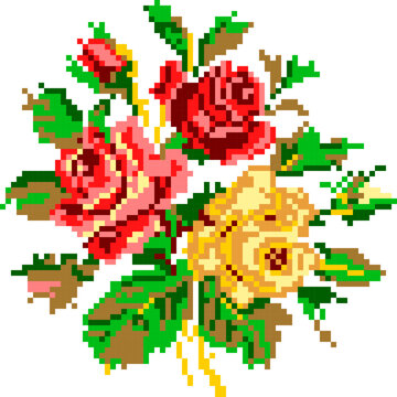 Bouquet of roses Cross stitch pattern
