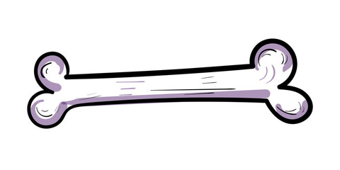 Halloween bone . Vector spooky doodle icon set. Colourful illustration on white background.