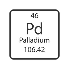 Palladium symbol. Chemical element of the periodic table. Vector illustration.