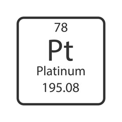 Platinum symbol. Chemical element of the periodic table. Vector illustration.