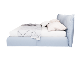 3d Furniture modern blue leather double bed isolated on a white background, Decoration Design for bedroom