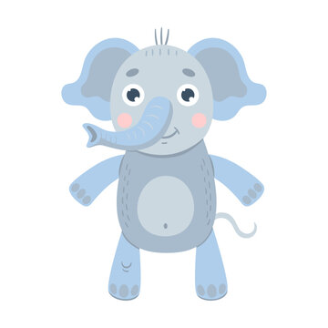Baby animal flat icon. Cute cartoon elephant, tiger, deer, monkey, cow, bear vector illustration. Zoo and jungle