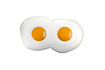 Fried egg on yellow background, PNG Transparent Background, 3d Rendering Image.