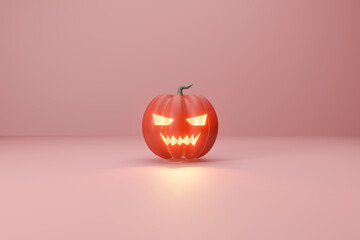 Halloween party red theme Background. 3d illustration pumpkin