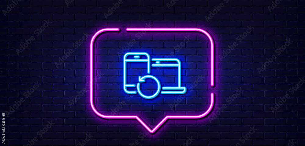 Aufkleber neon light speech bubble. recovery devices line icon. backup data sign. restore information symbol. 