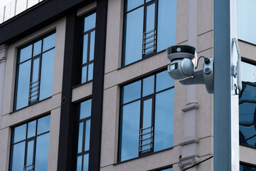 CCTV with Blurring Building construction background.