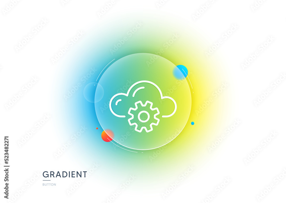 Poster cloud computing process line icon. gradient blur button with glassmorphism. internet data storage si