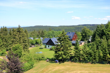 Landscape of the mountains and forests in the area of Oberbarenburg, Altenberg, Saxony in Germany