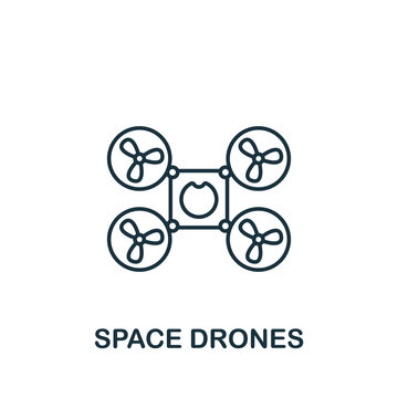 Space Drones icon. Monochrome simple line Future Technology icon for templates, web design and infographics