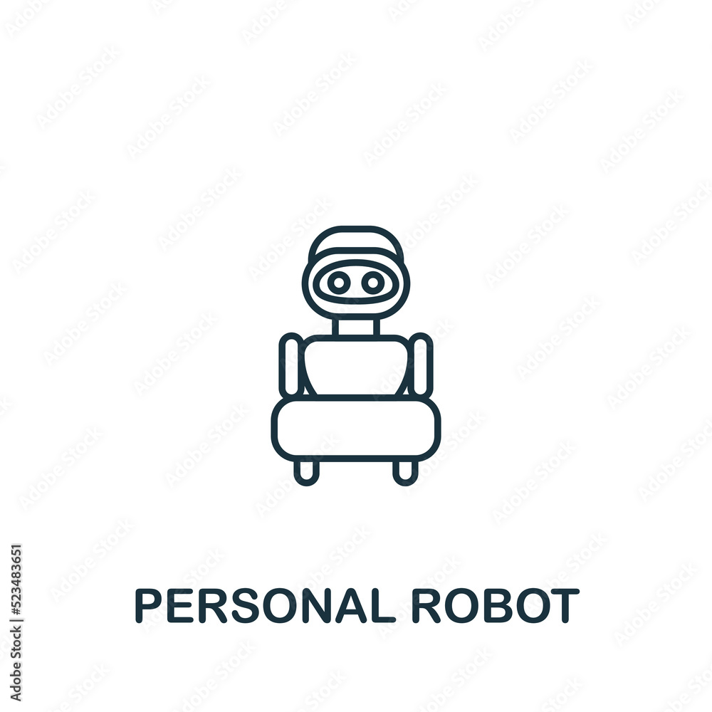 Poster personal robot icon. monochrome simple line future technology icon for templates, web design and inf