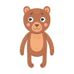 Baby animal flat icon. Cute cartoon bear vector illustration. Zoo and jungle