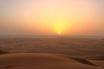 sunset in the desert Wahiba Sands in Oman © Dynamoland