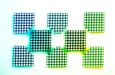 8x8 led matrix. Colorful Led matrix composition on isolated white background. 