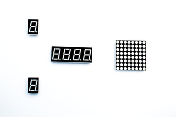 8x8 led matrix. Led matrix composition with digital indicator on isolated white background. 