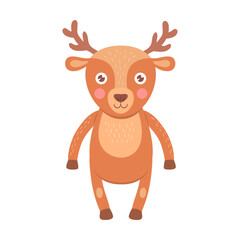 Obraz premium Baby animal flat icon. Cute cartoon deer, monkey, cow, bear vector illustration. Zoo and jungle