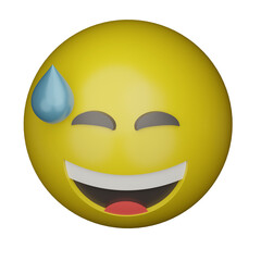 Fototapeta premium emoji sweat smile face 3d icon 