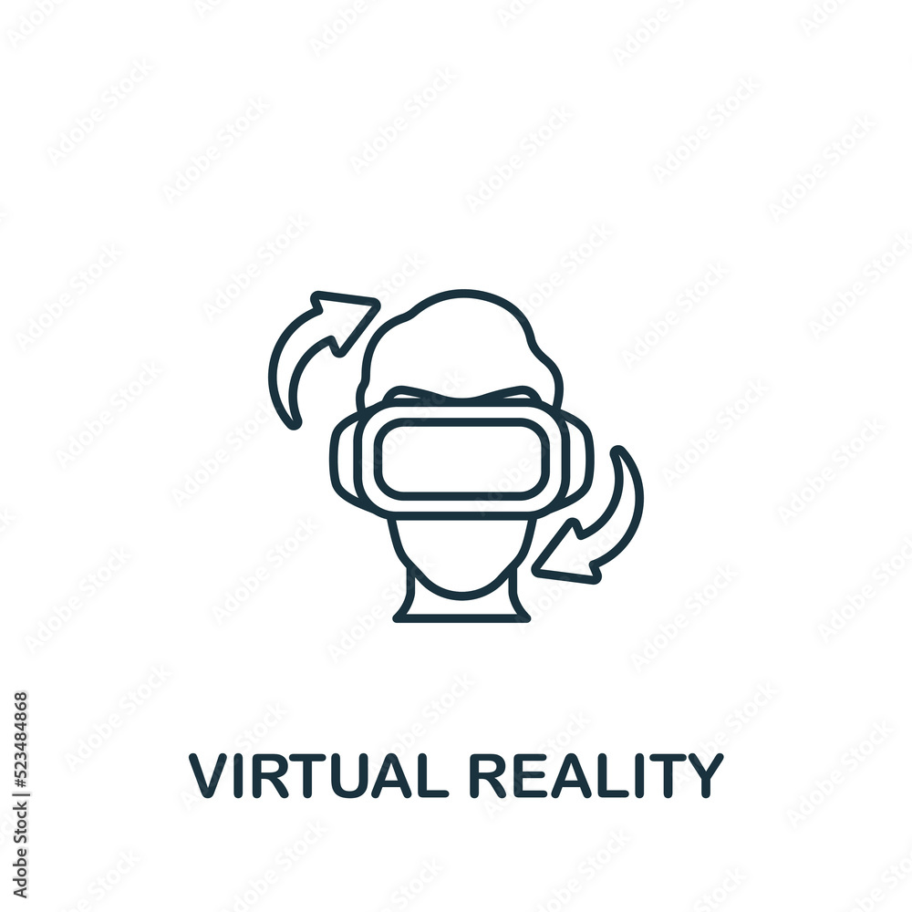 Poster virtual reality icon. monochrome simple line future technology icon for templates, web design and in