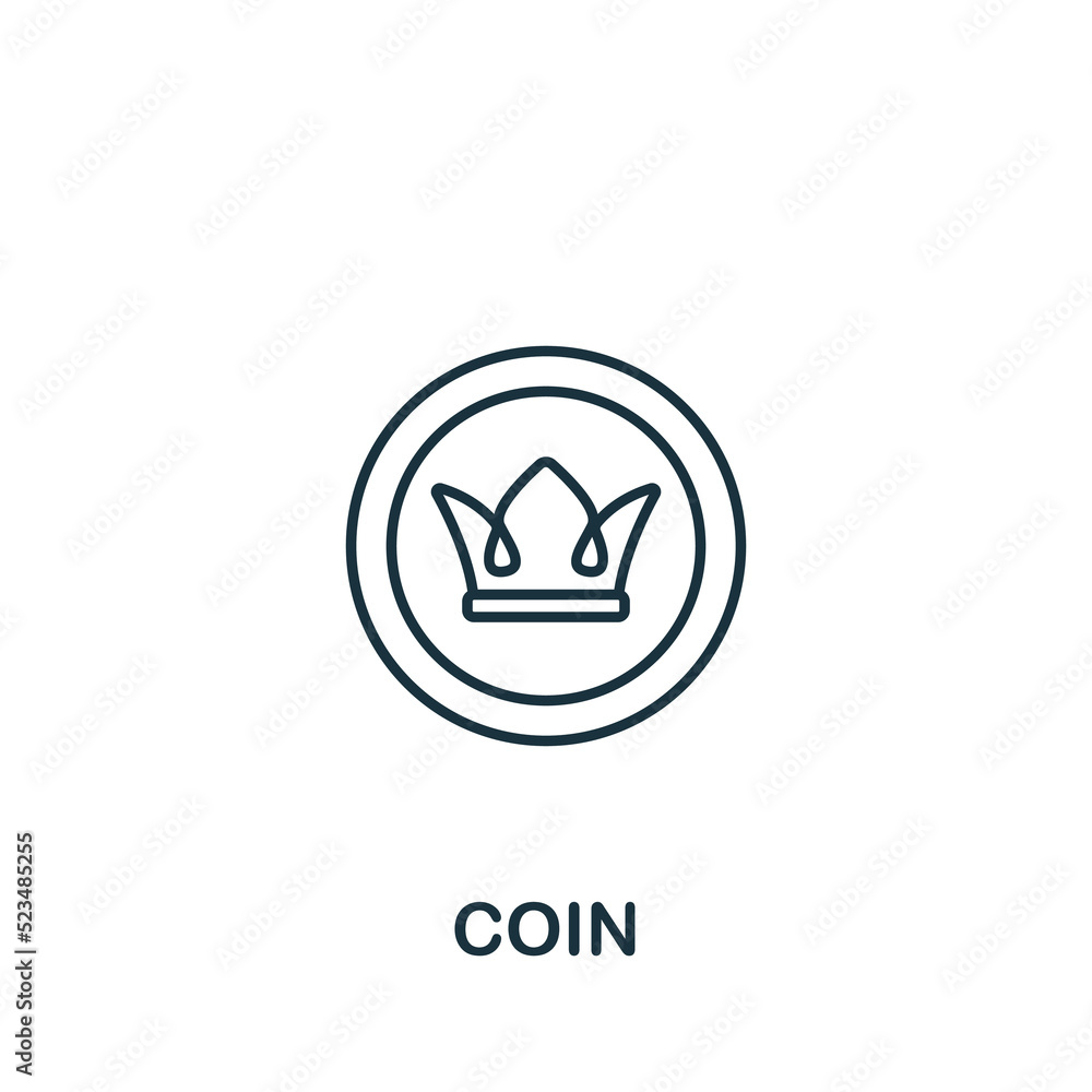 Poster coin icon. monochrome simple line game element icon for templates, web design and infographics