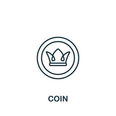Coin icon. Monochrome simple line Game Element icon for templates, web design and infographics