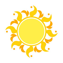 Sun yellow round form. Sun vector illustration set. Summer, weather and warm day