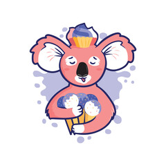 Hand-drawn koala character. This is a 2D portrait of a girl 