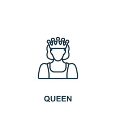 Queen icon. Monochrome simple line Game Element icon for templates, web design and infographics