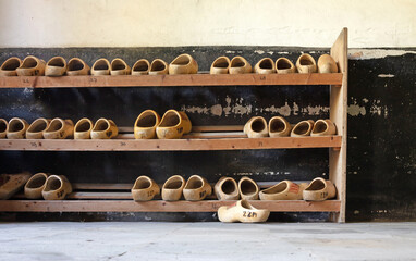 Vintage wooden shoes waiting for their owner