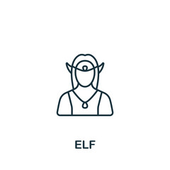 Elf icon. Monochrome simple line Game Element icon for templates, web design and infographics