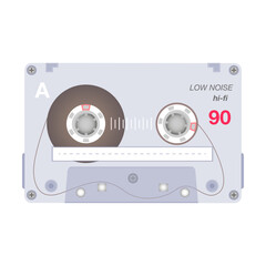 Vintage stereo cassette flat icon. Retro audio tape, old school media equipment isolated vector illustration. Outdated technology and music