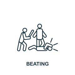 Beating icon. Monochrome simple line Harassment icon for templates, web design and infographics